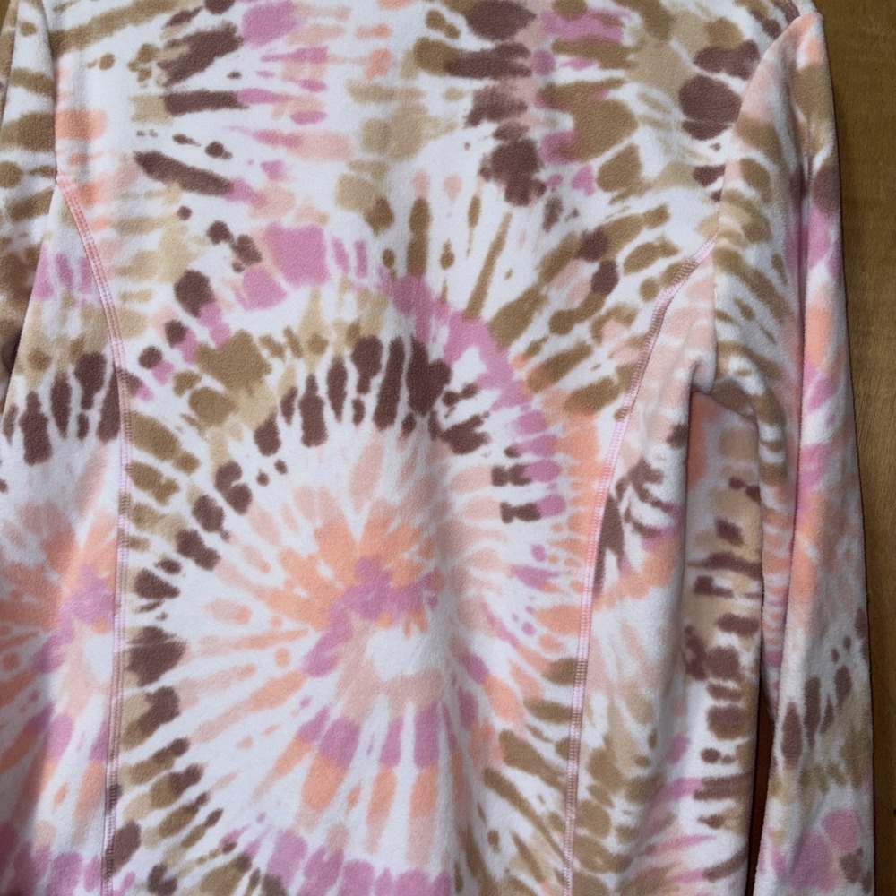 Lands' End Women's Medium 10-12 Lightweight Fleece Pullover Quarter Zip Tie Dye - Picture 6 of 9